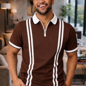 Imperial Line Zip Polo ( Coffee)